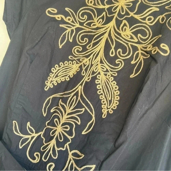 eShakti Size S Black Filigree Embellished Poplin Midi Dress - Picture 6 of 8